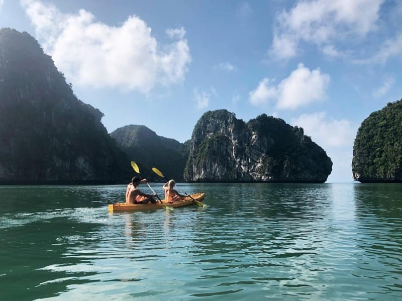 Kayaking in Halong Bay is a favorite activity for tourists